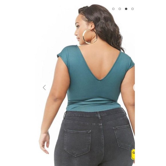 Bodysuit jumpsuit belted green thong plus size - Picture 4 of 9